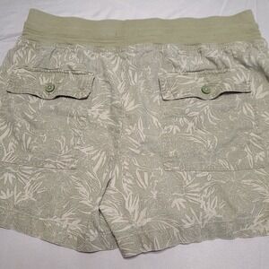 Falls Creek Shorts Womens Large Green Tropical Linen Blend Casual Summer Coastal